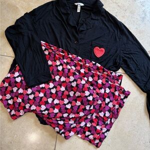 Soma Black and Pink Heart Pajama Set